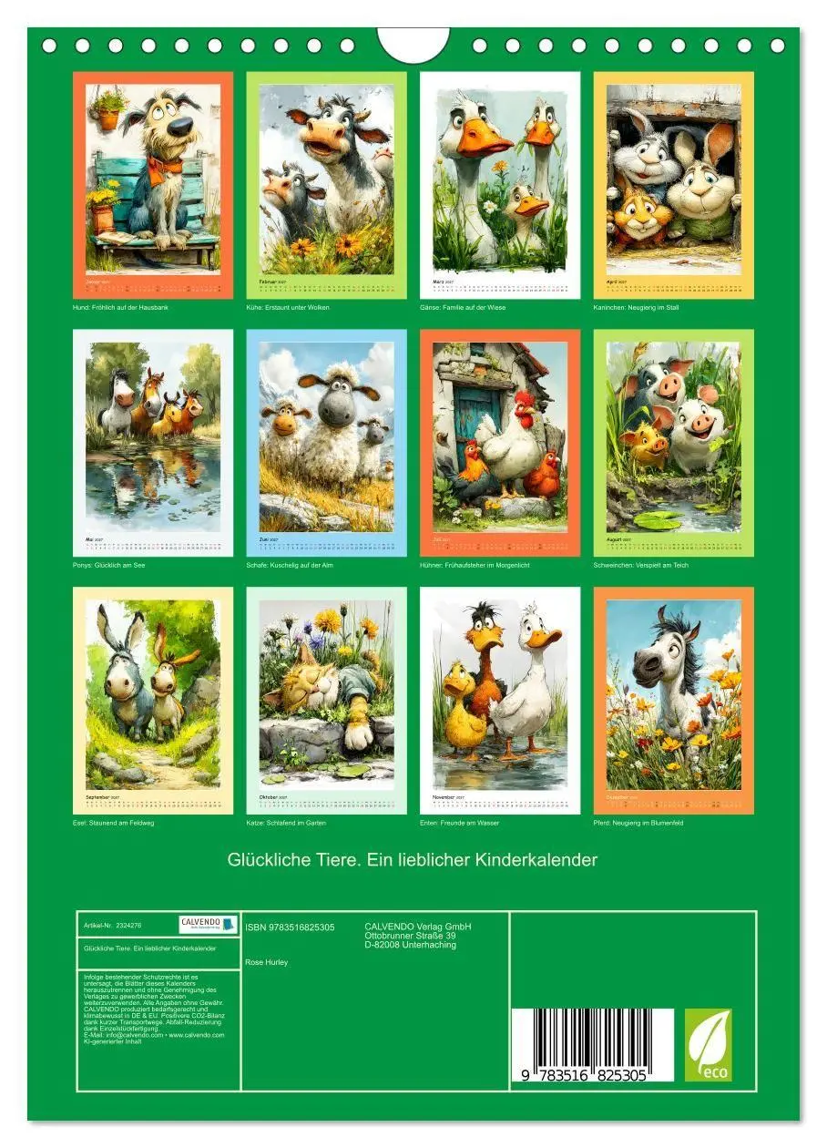 Bild: 9783516825305 | Glückliche Tiere. Ein lieblicher Kinderkalender (Wandkalender 2027...