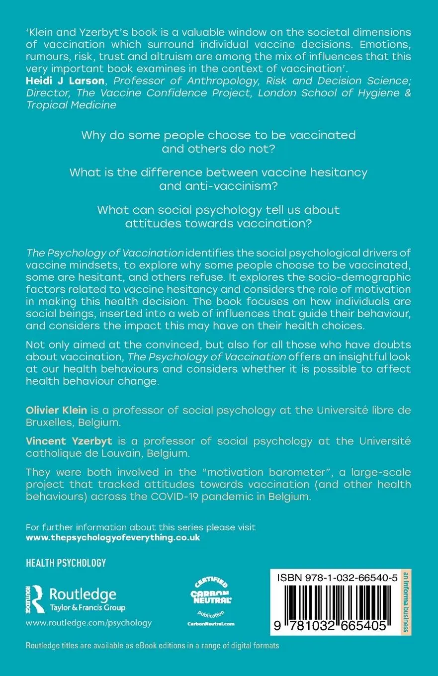 Rückseite: 9781032665405 | The Psychology of Vaccination | Olivier Klein (u. a.) | Taschenbuch
