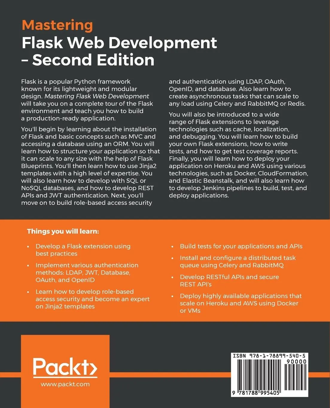 Rückseite: 9781788995405 | Mastering Flask Web Development - Second Edition | Gaspar (u. a.)