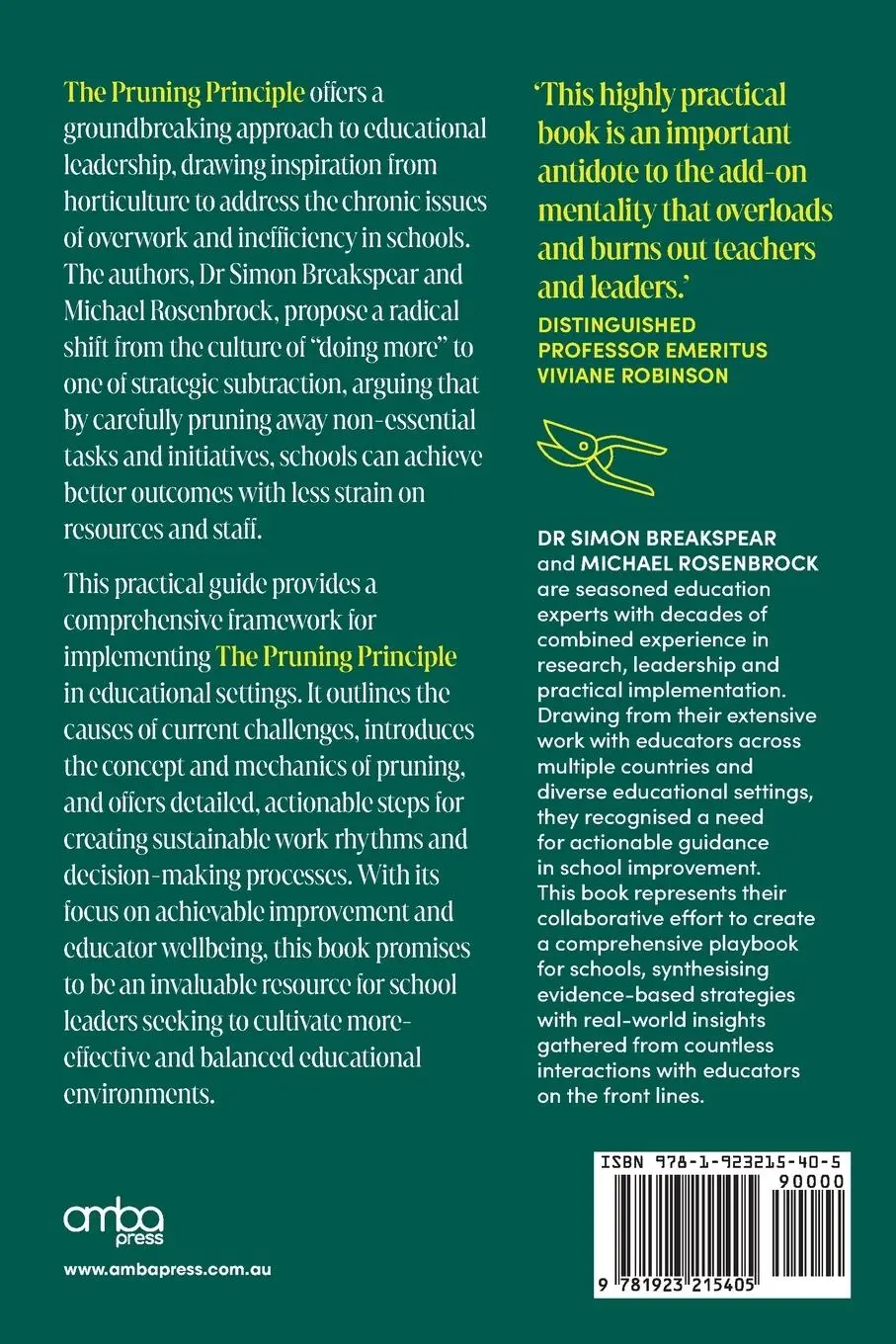 Rückseite: 9781923215405 | The Pruning Principle | Simon Breakspear (u. a.) | Taschenbuch | 2024