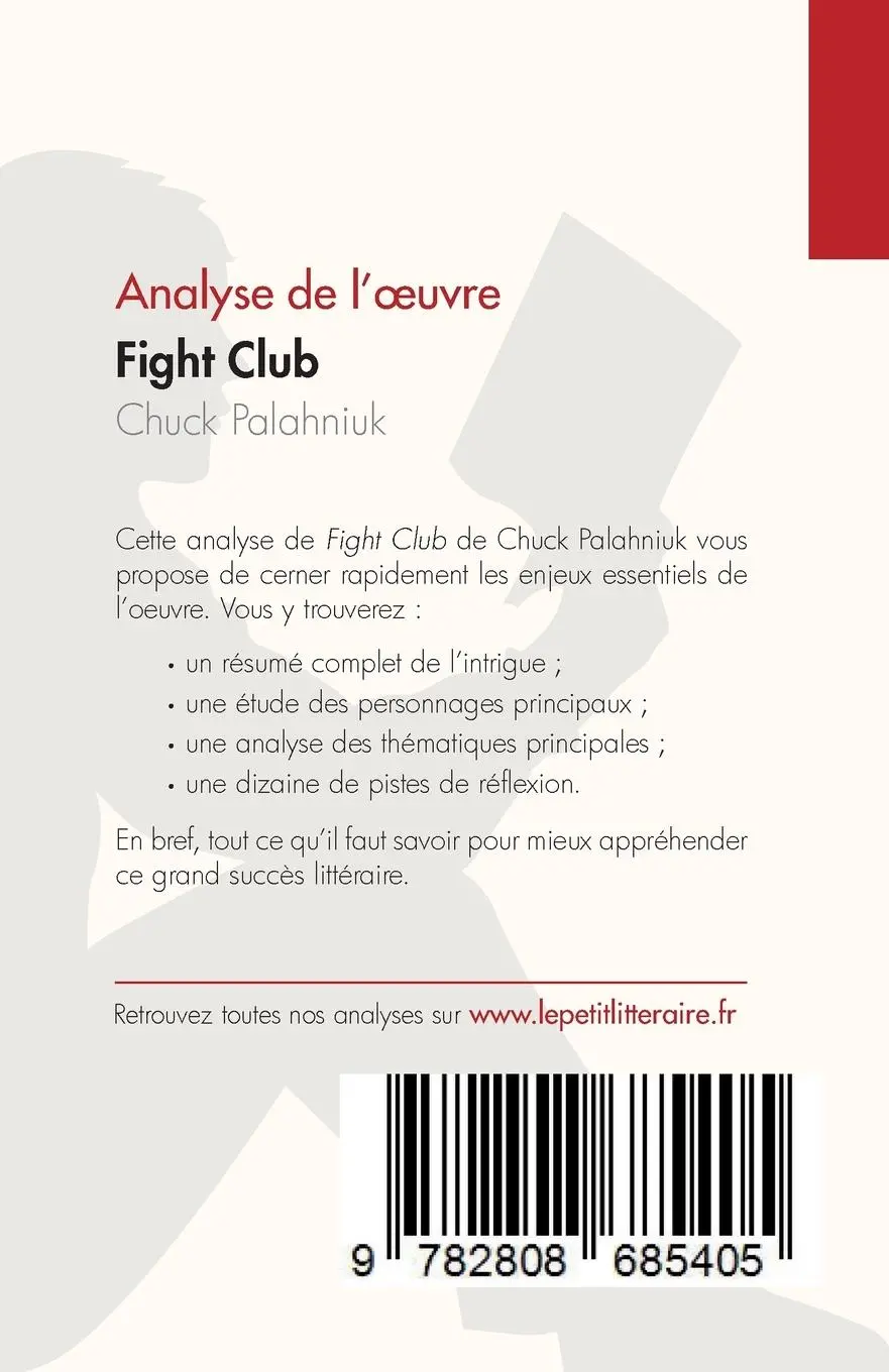 Rückseite: 9782808685405 | Fight Club de Chuck Palahniuk (Analyse de l'¿uvre) | Tara Dorrell