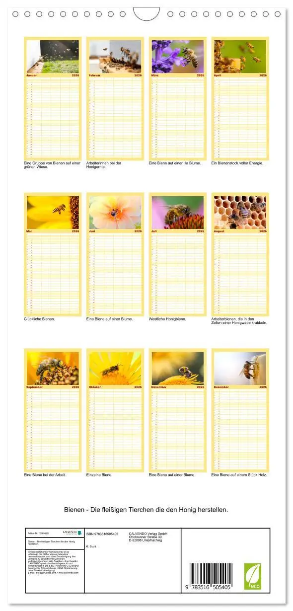 Bild: 9783516505405 | Familienplaner 2026 - Bienen - Die fleißigen Tierchen die den Honig...
