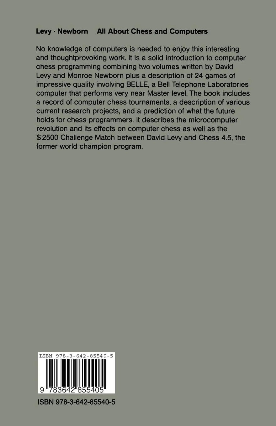 Rückseite: 9783642855405 | All About Chess and Computers | D. Levy (u. a.) | Taschenbuch | x