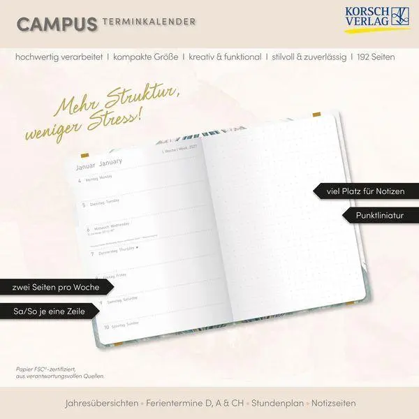 Bild: 9783819305405 | Terminkalender Campus Papagei 18 Monate 2027/2028 | Korsch Verlag