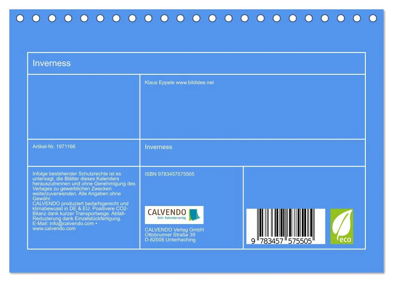 Bild: 9783457575505 | Inverness (Tischkalender 2026 DIN A5 quer), CALVENDO Monatskalender