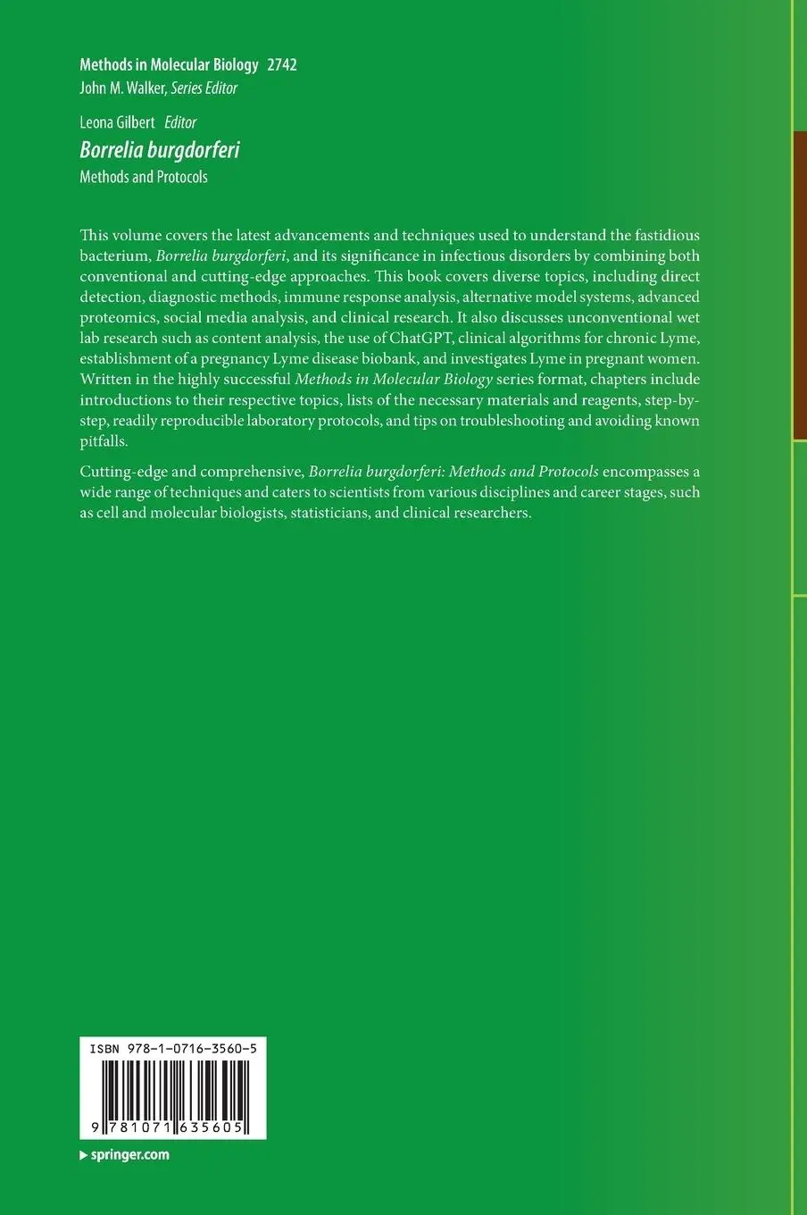 Rückseite: 9781071635605 | Borrelia burgdorferi | Methods and Protocols | Leona Gilbert | Buch