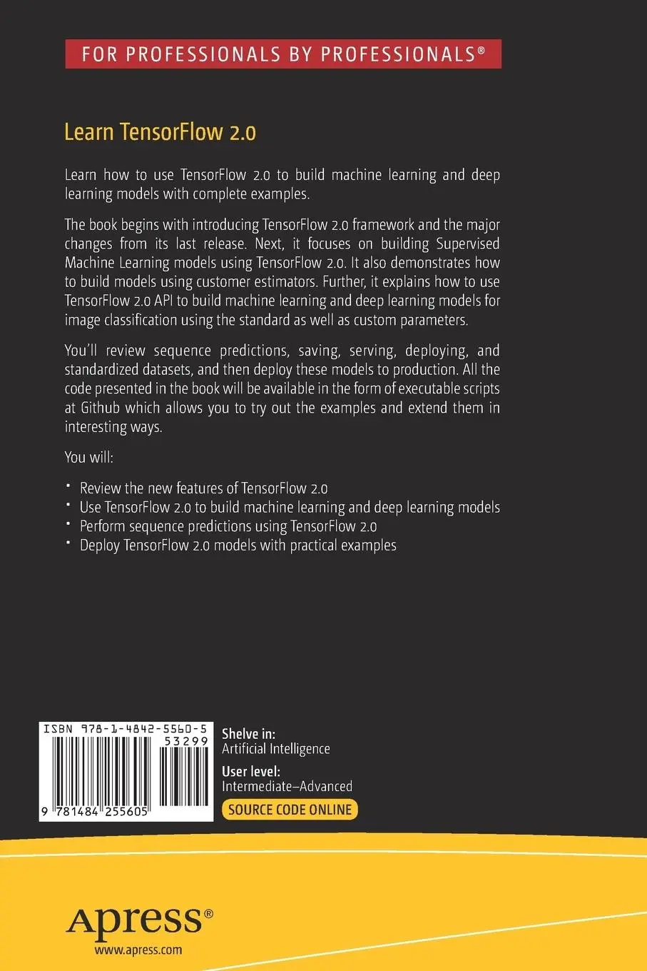 Rückseite: 9781484255605 | Learn TensorFlow 2.0 | Avinash Manure (u. a.) | Taschenbuch | xvi
