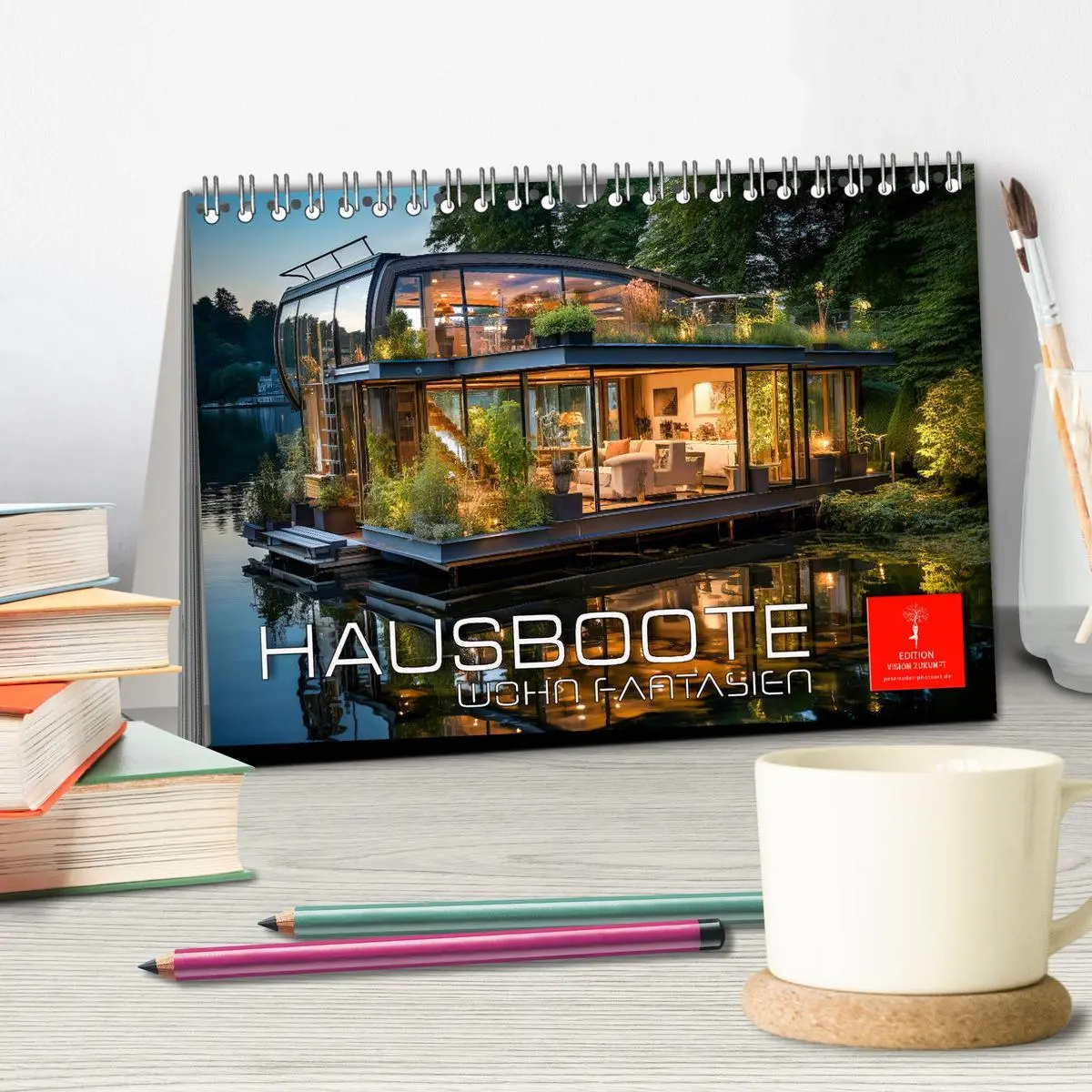 Bild: 9783457495605 | Hausboote Wohn Fantasien (Tischkalender 2026 DIN A5 quer), CALVENDO...