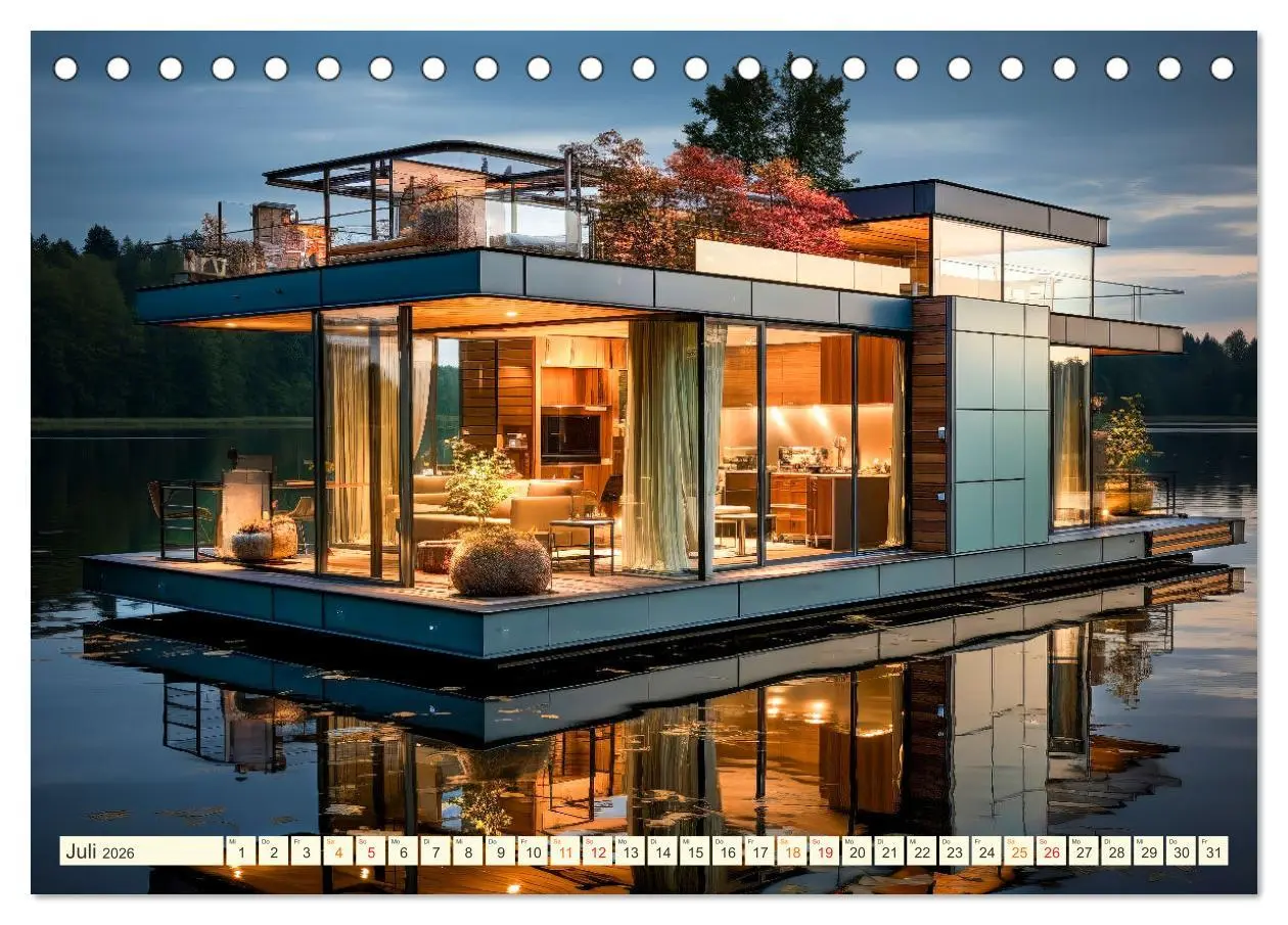 Bild: 9783457495605 | Hausboote Wohn Fantasien (Tischkalender 2026 DIN A5 quer), CALVENDO...