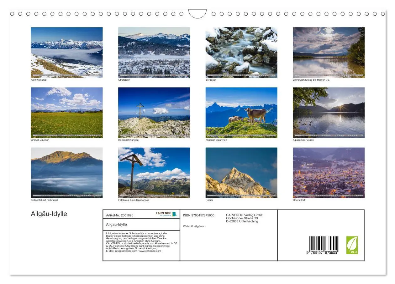 Bild: 9783457875605 | Allgäu-Idylle (Wandkalender 2026 DIN A3 quer), CALVENDO Monatskalender