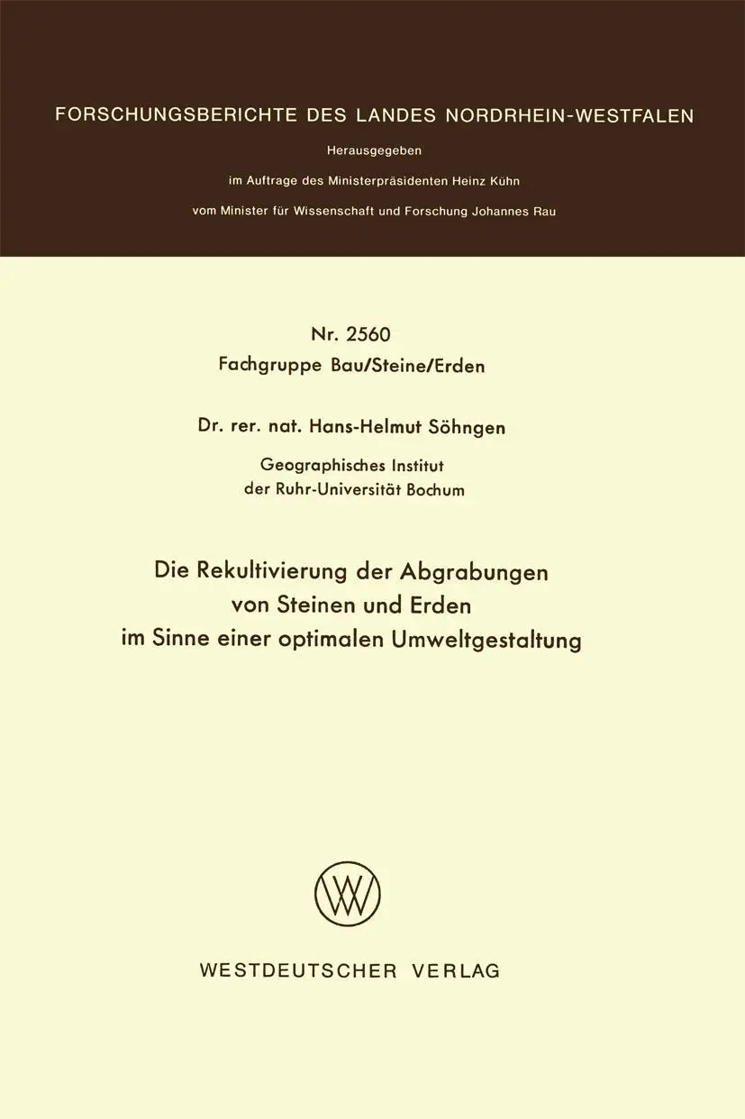 Cover: 9783531025605 | Die Rekultivierung der Abgrabungen von Steinen und Erden im Sinne...