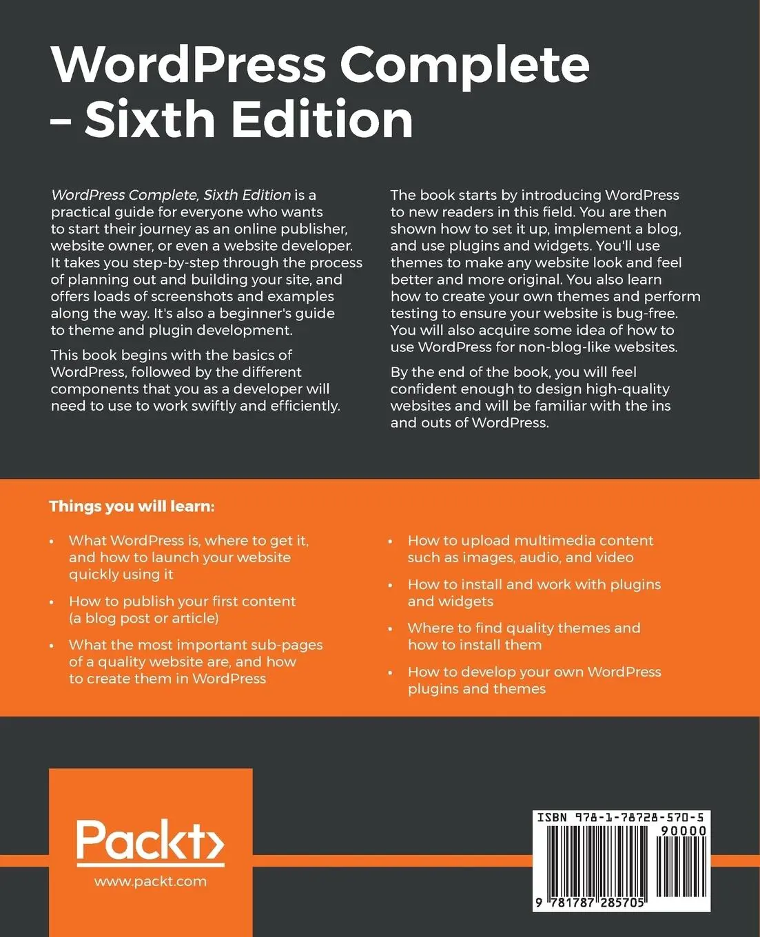 Rückseite: 9781787285705 | WordPress Complete - Sixth Edition | Karol Król | Taschenbuch | 2017