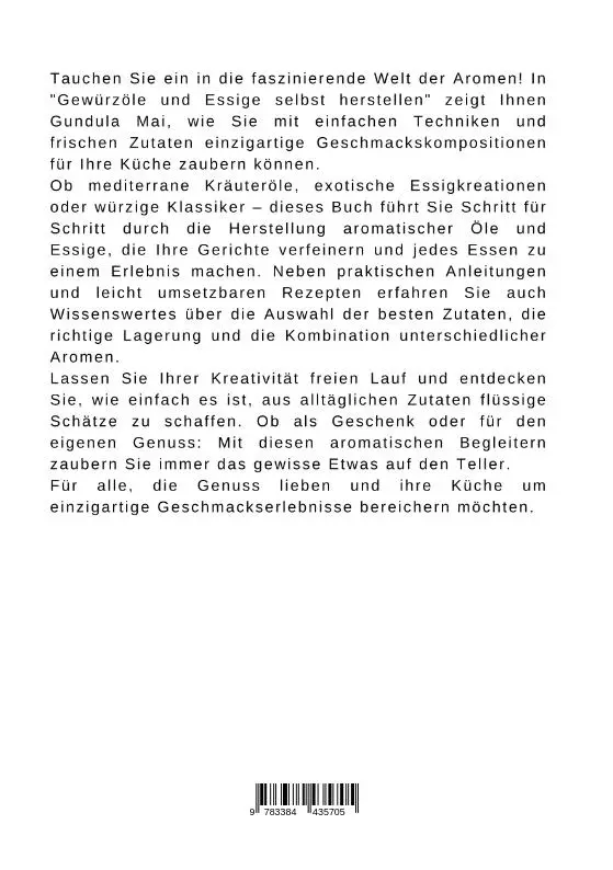 Rückseite: 9783384435705 | Gewürzöle und Essige selbst herstellen | Gundula Mai | Taschenbuch