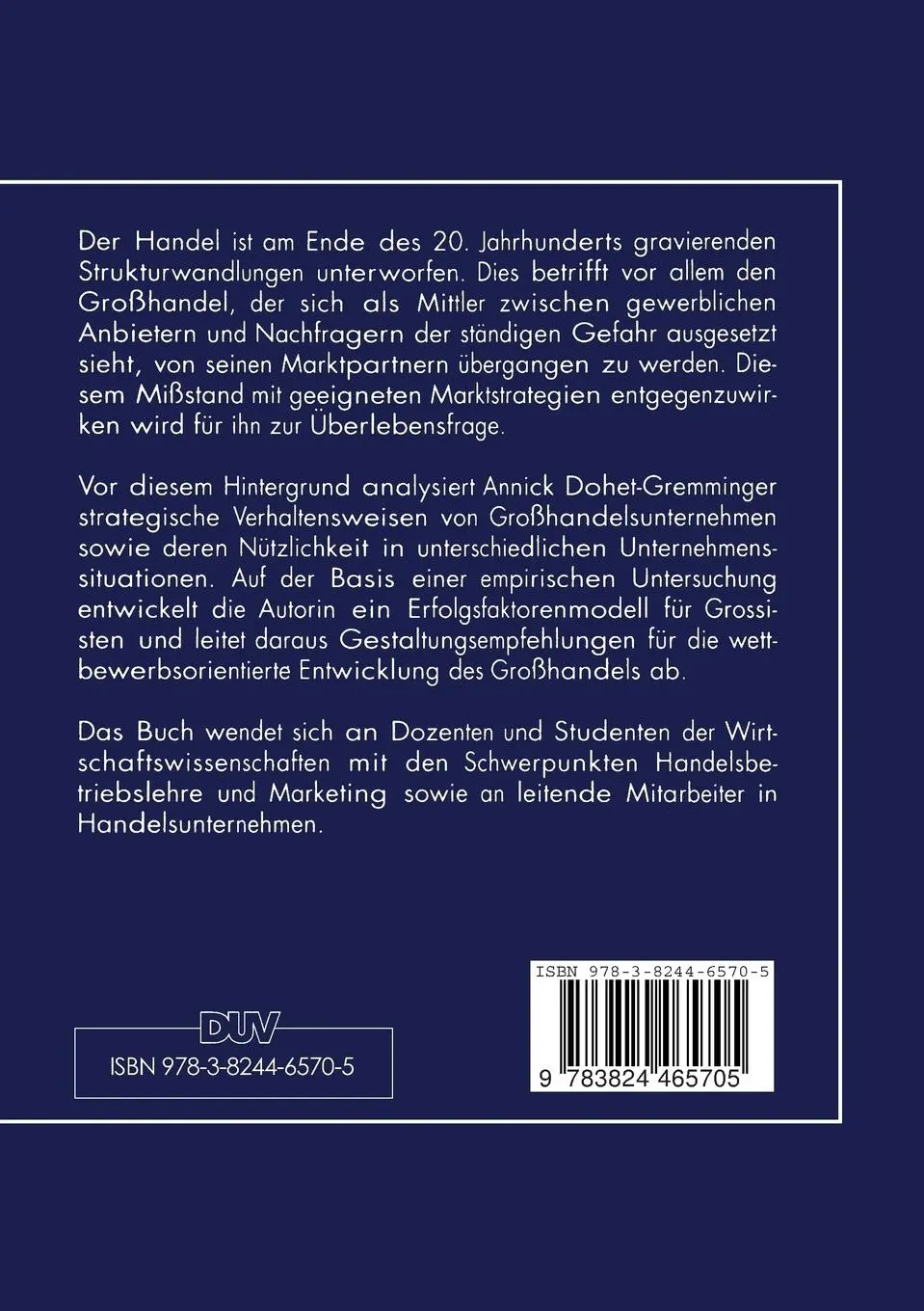 Rückseite: 9783824465705 | Marktstrategien im Großhandel | Bausteine des Unternehmenserfolgs | xx
