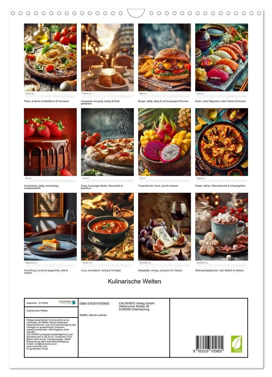 Bild: 9783516705805 | Kulinarische Welten (Wandkalender 2026 DIN A3 hoch), CALVENDO...