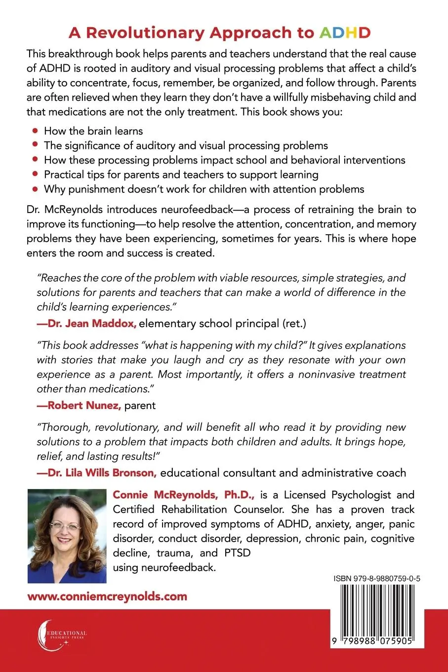 Rückseite: 9798988075905 | Solving the ADHD Riddle | Connie McReynolds | Taschenbuch | Englisch