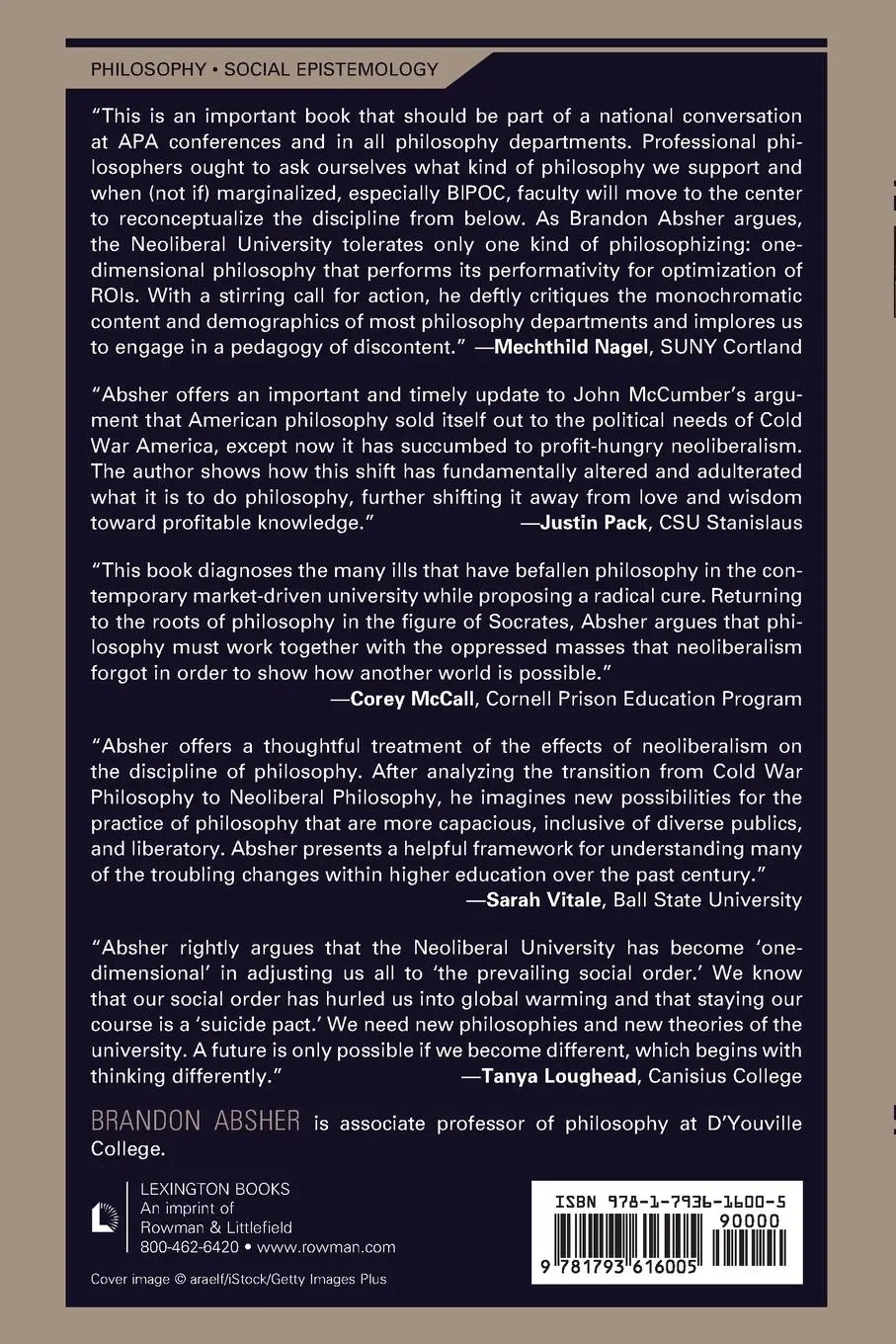 Rückseite: 9781793616005 | The Rise of Neoliberal Philosophy | Brandon Absher | Taschenbuch