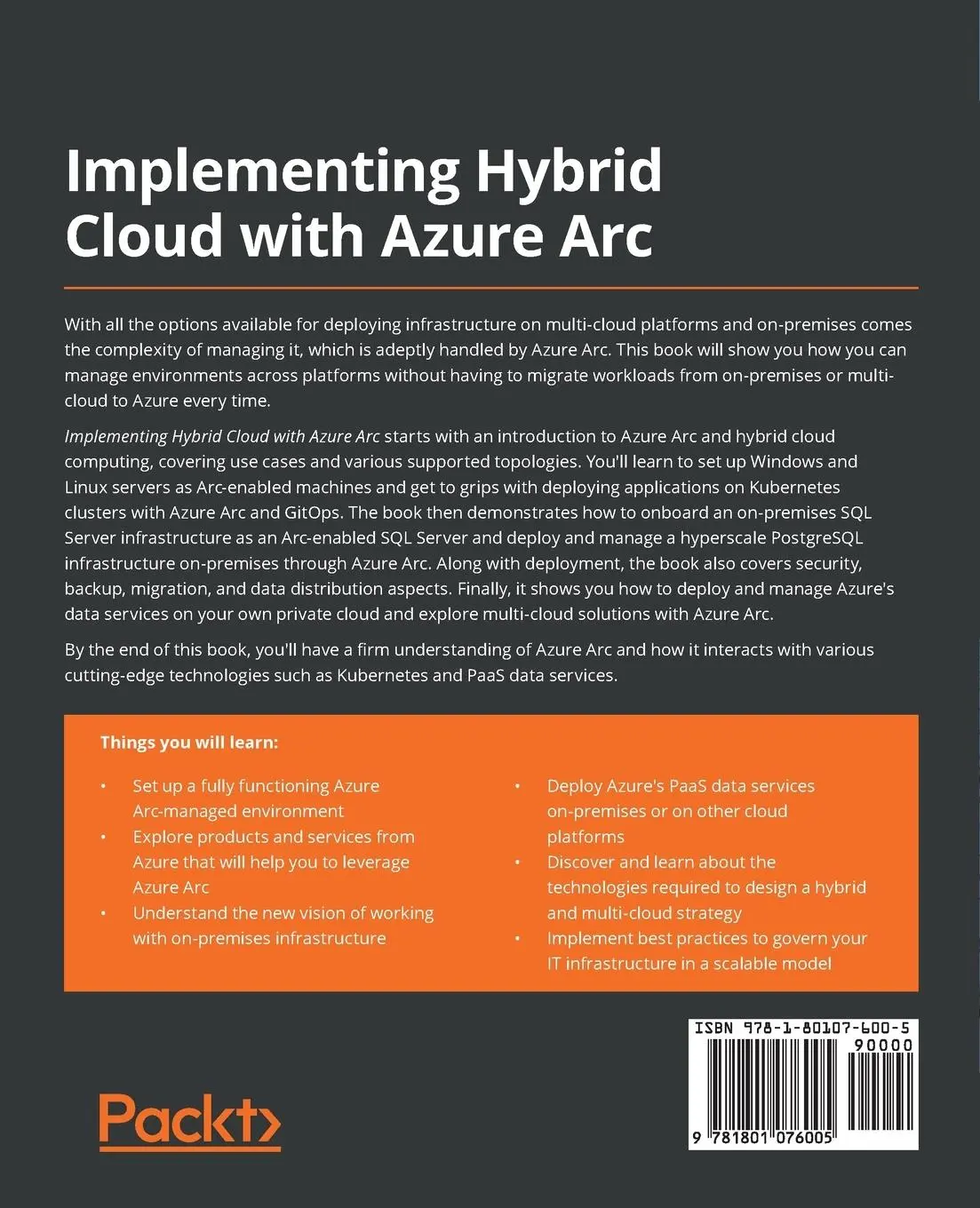 Rückseite: 9781801076005 | Implementing Hybrid Cloud with Azure Arc | Daman Kaur (u. a.) | Buch