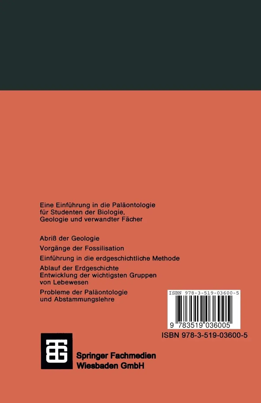 Rückseite: 9783519036005 | Grundriß der Paläontologie | Ernst-Friedrich Vangerow | Taschenbuch