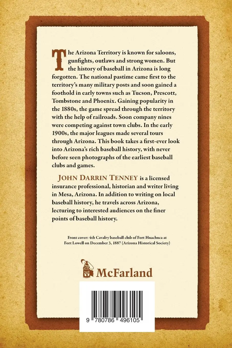 Rückseite: 9780786496105 | Baseball in Territorial Arizona | A History, 1863-1912 | Tenney | Buch