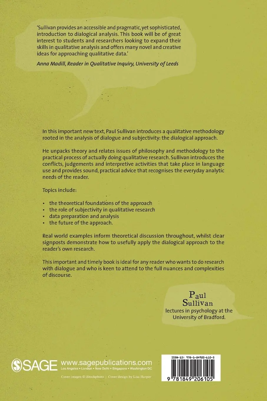 Rückseite: 9781849206105 | Qualitative Data Analysis | Using a Dialogical Approach | Sullivan