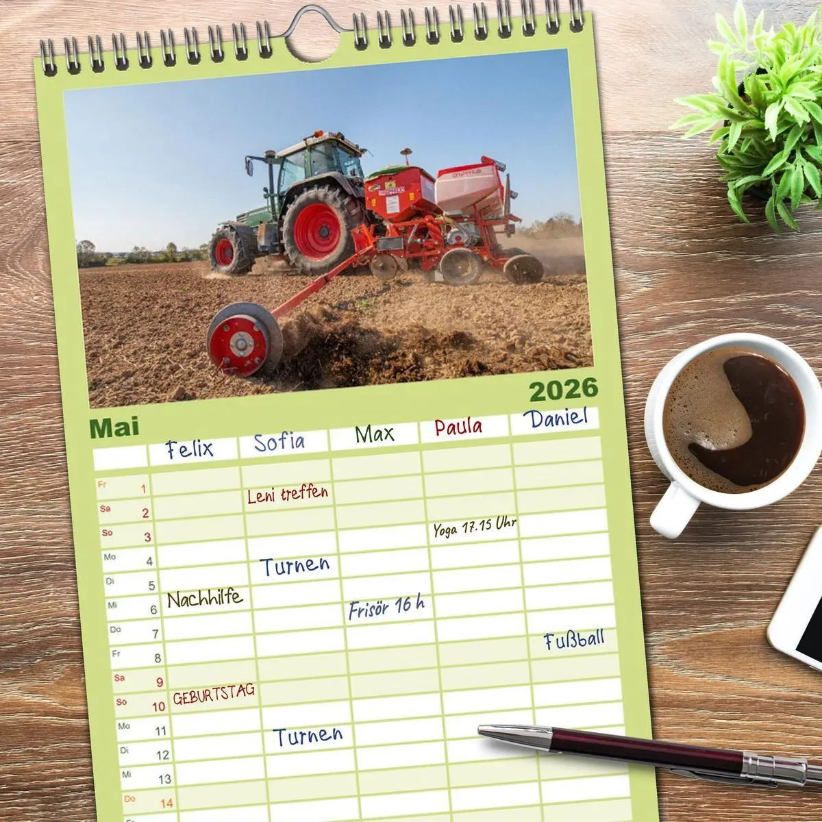 Bild: 9783516506105 | Familienplaner 2026 - Landtechnik im Einsatz mit 5 Spalten...