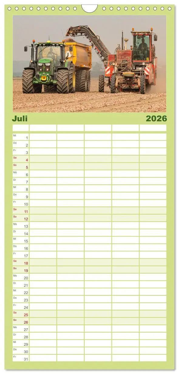 Bild: 9783516506105 | Familienplaner 2026 - Landtechnik im Einsatz mit 5 Spalten...