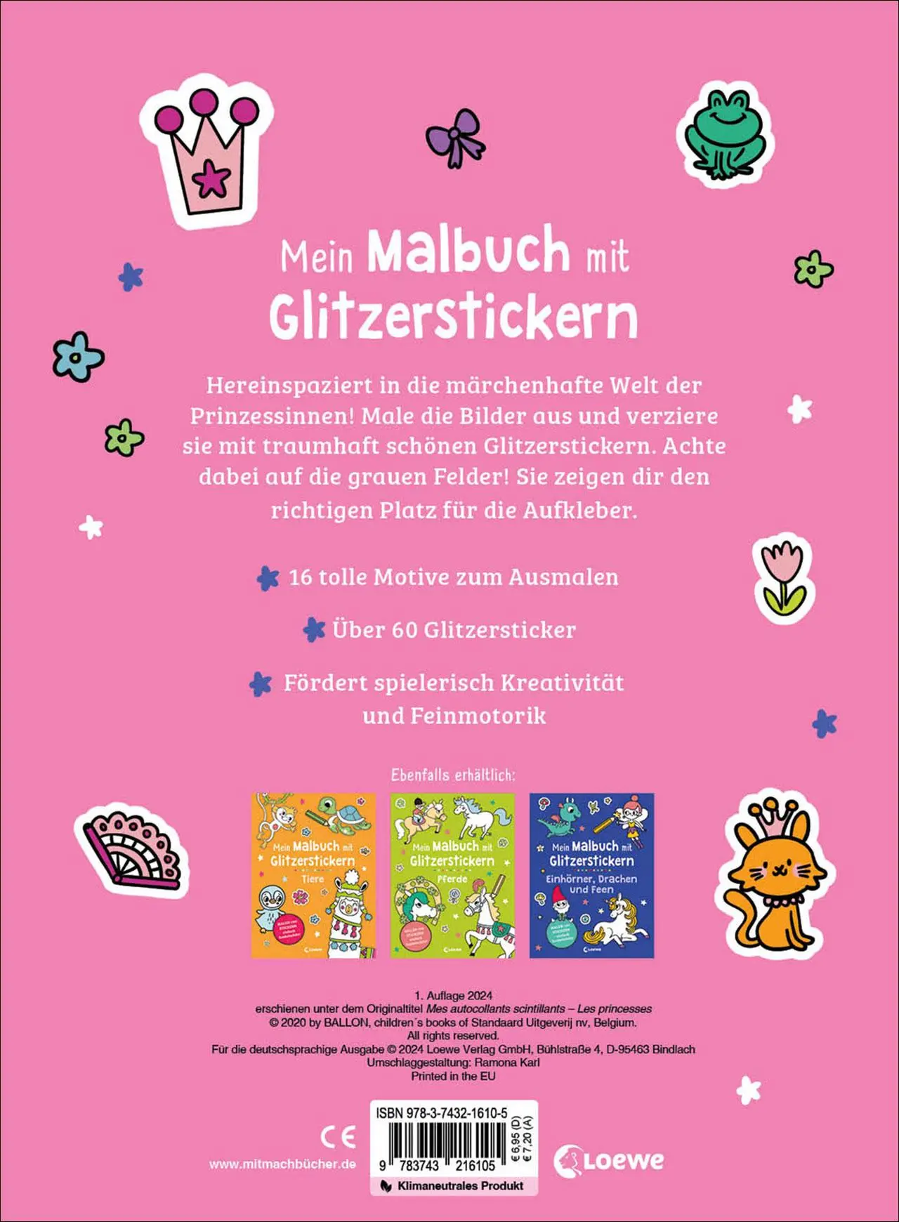 Rückseite: 9783743216105 | Mein Malbuch mit Glitzerstickern - Prinzessinnen | Estelle Tchatcha
