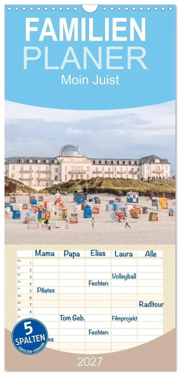 Cover: 9783594326305 | Familienplaner 2027 - Moin Juist mit 5 Spalten (Wandkalender, 21 x...