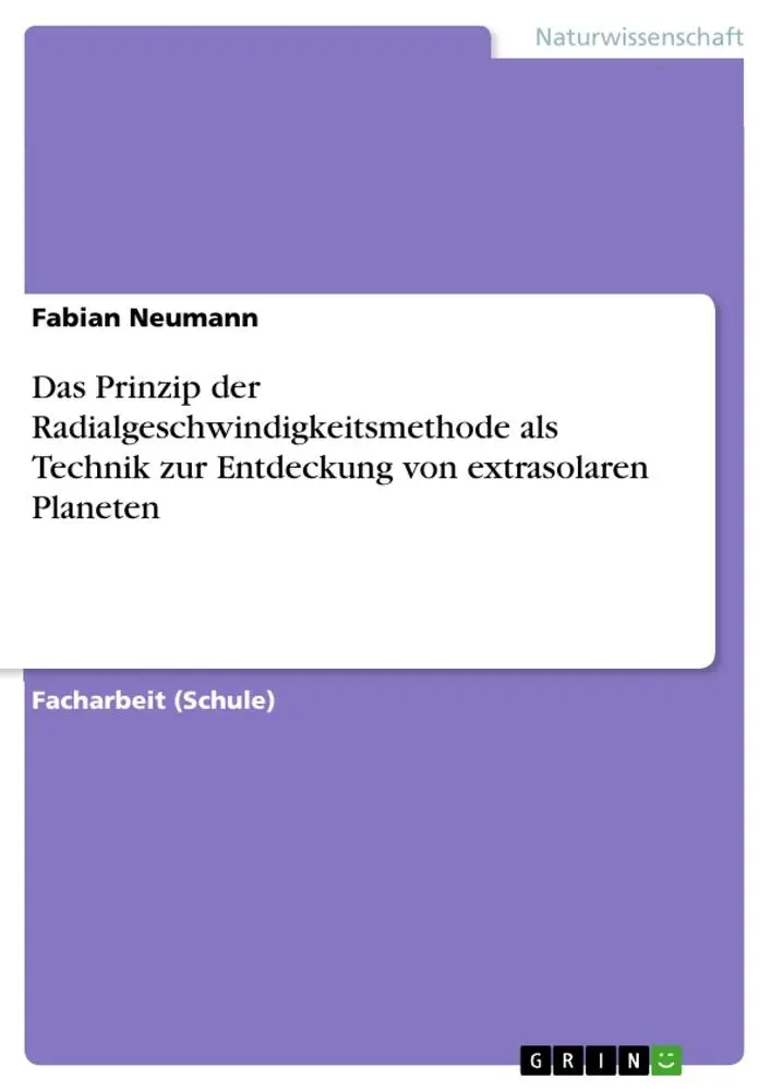 Cover: 9783656176305 | Das Prinzip der Radialgeschwindigkeitsmethode als Technik zur...