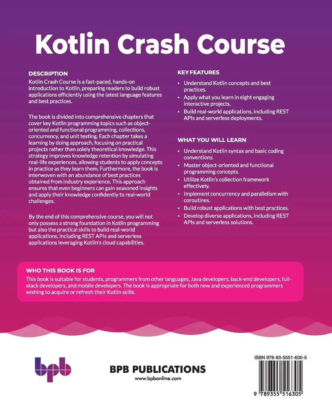 Rückseite: 9789355516305 | Kotlin Crash Course | Elena van Engelen - Maslova | Taschenbuch | 2024