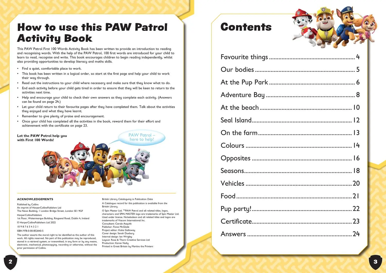 Bild: 9780008526405 | PAW Patrol First 100 Words Activity Book | Get Set for School! | Buch
