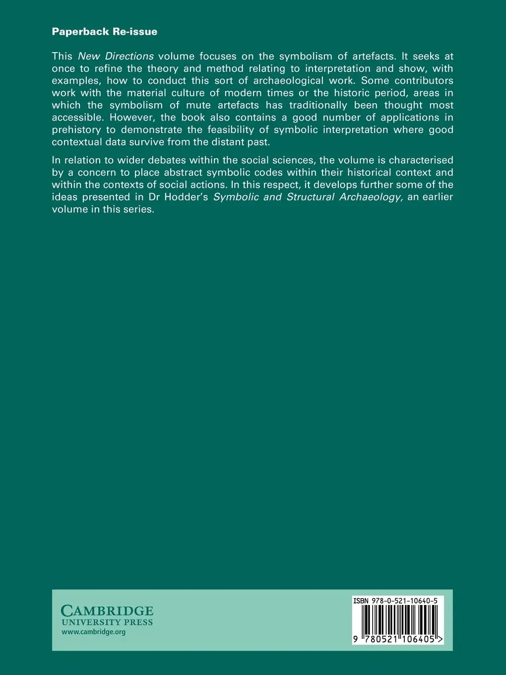 Rückseite: 9780521106405 | The Archaeology of Contextual Meanings | Ian Hodder | Taschenbuch