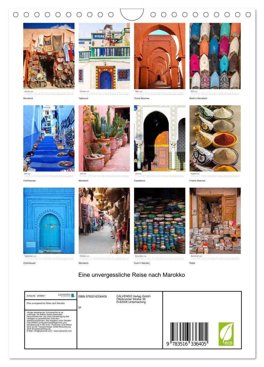 Bild: 9783516336405 | Eine unvergessliche Reise nach Marokko (Wandkalender 2026 DIN A4...