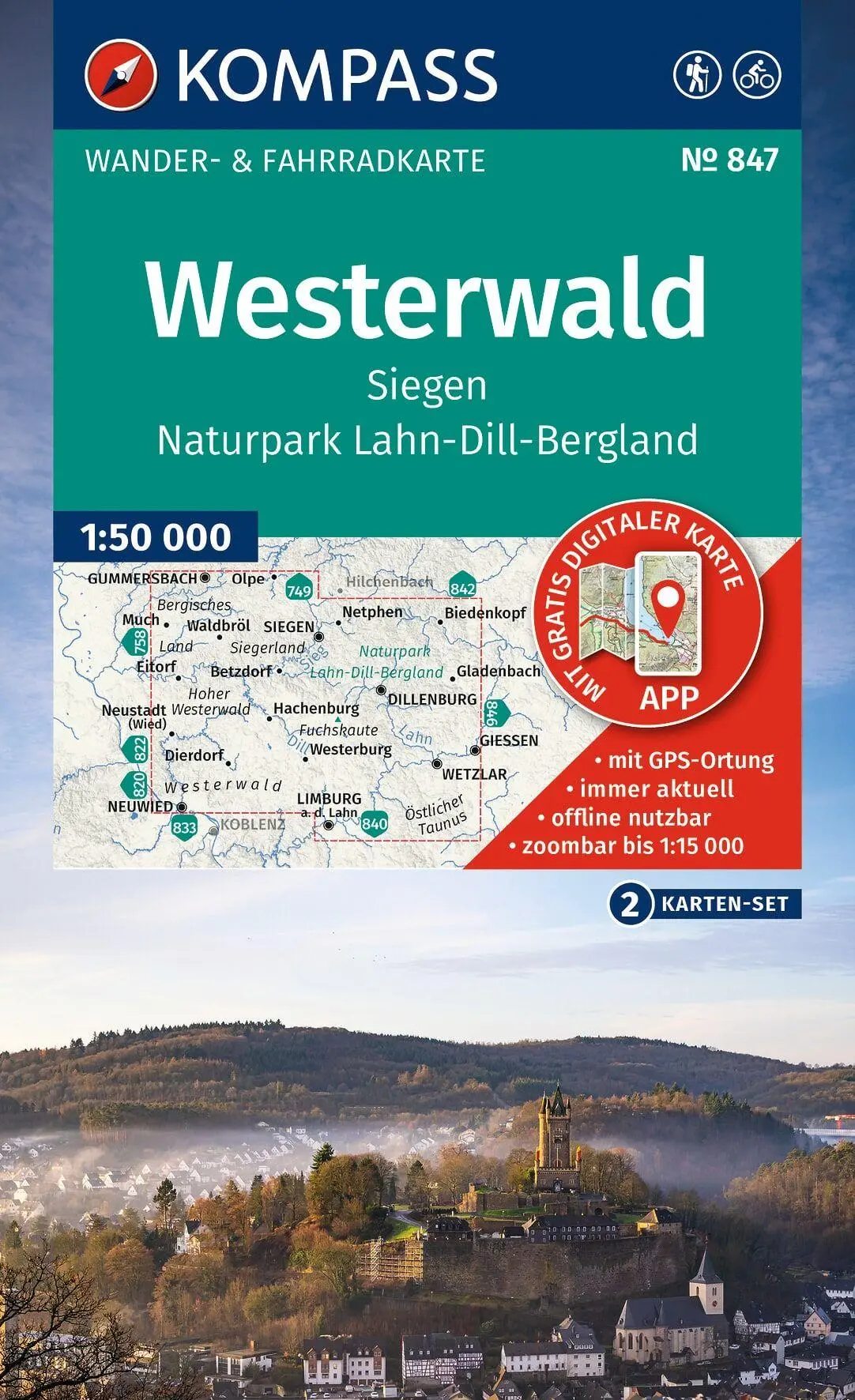 Cover: 9783991546405 | KOMPASS Wanderkarten-Set 847 Westerwald, Siegen, Naturpark...