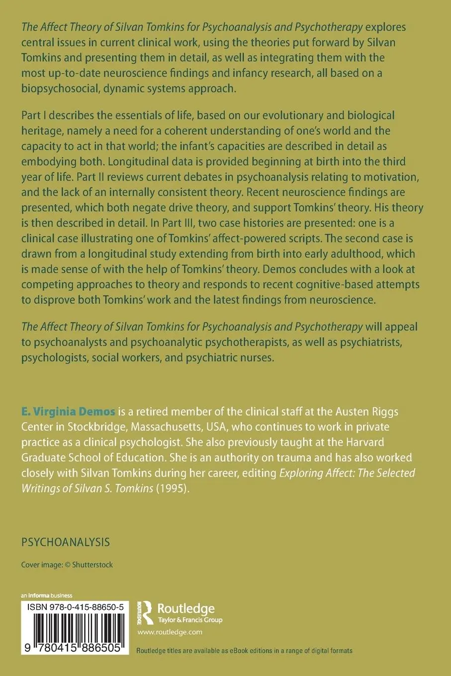 Rückseite: 9780415886505 | The Affect Theory of Silvan Tomkins for Psychoanalysis and...