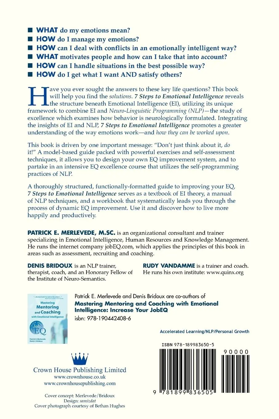 Rückseite: 9781899836505 | 7 Steps to Emotional Intelligence | Raise Your EQ with NLP | Merlevede