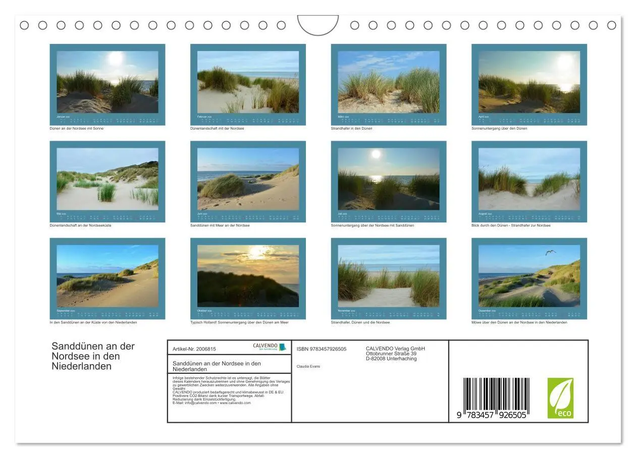 Bild: 9783457926505 | Sanddünen an der Nordsee in den Niederlanden (Wandkalender 2026 DIN...