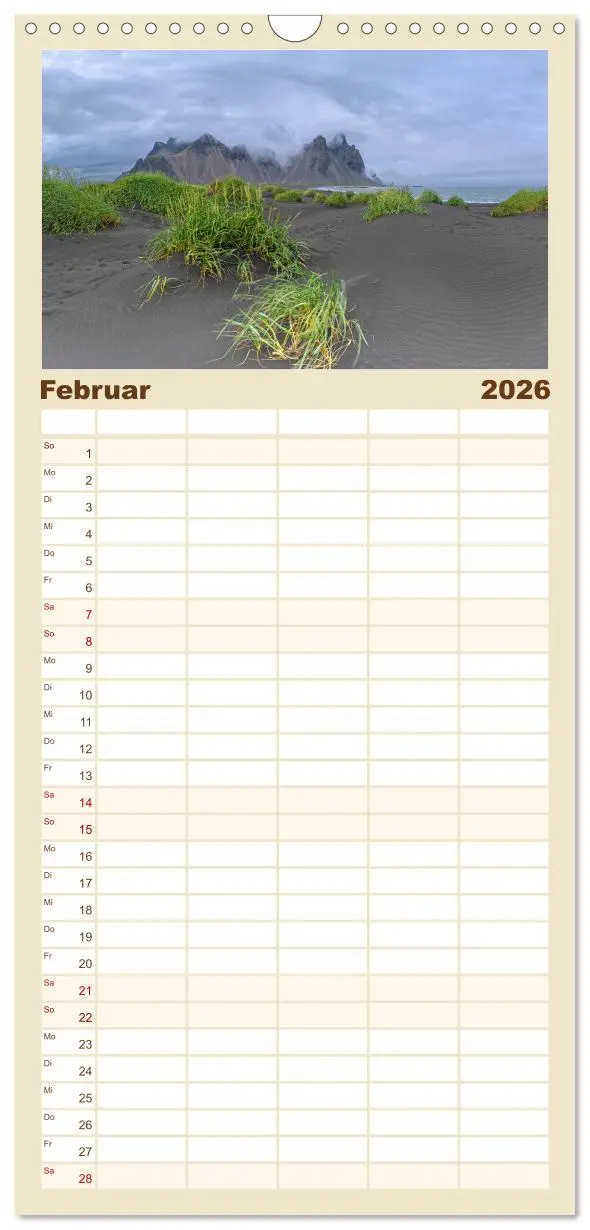 Bild: 9783516496505 | Familienplaner 2026 - Naturwunder in Island mit 5 Spalten...