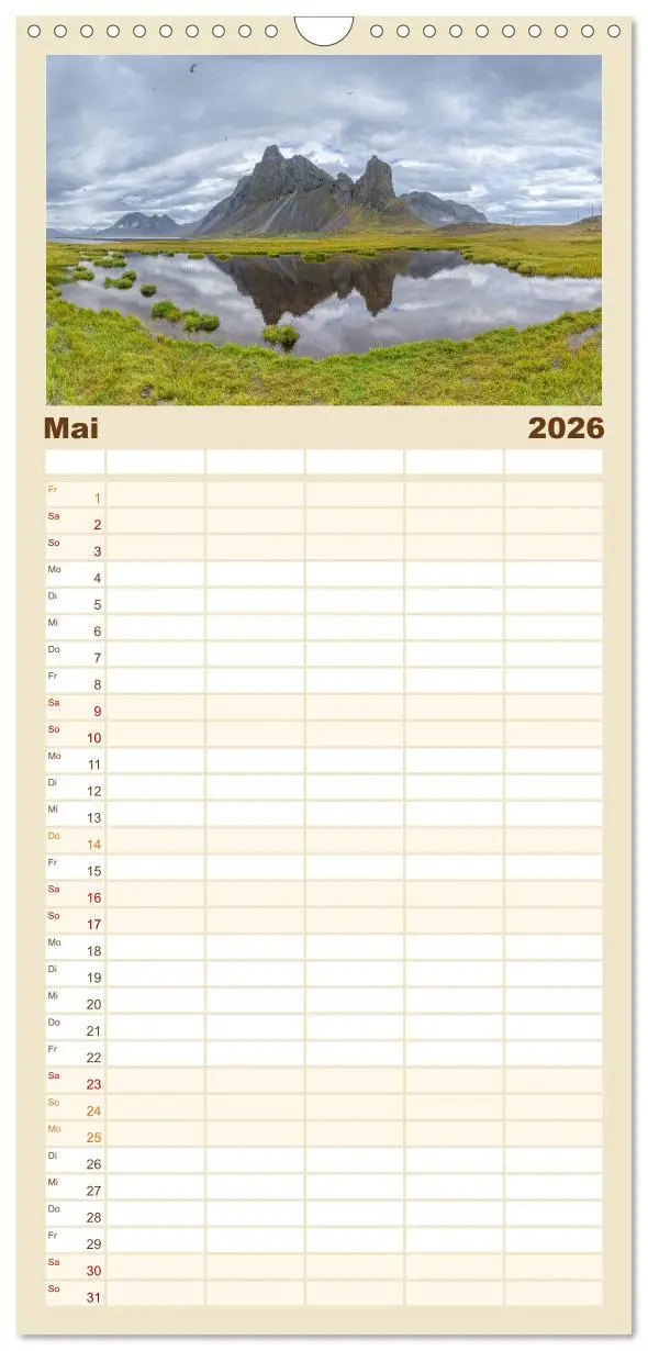 Bild: 9783516496505 | Familienplaner 2026 - Naturwunder in Island mit 5 Spalten...