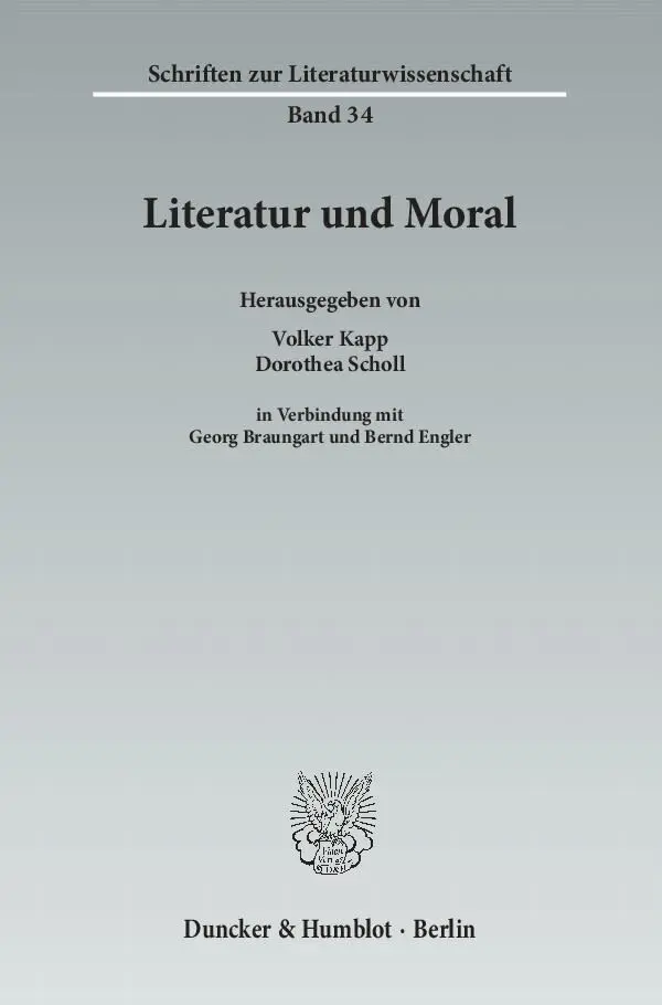Cover: 9783428136605 | Literatur und Moral. | Volker Kapp (u. a.) | Taschenbuch | 582 S.