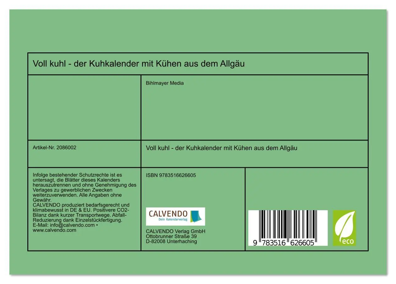 Bild: 9783516626605 | Voll kuhl - der Kuhkalender mit Kühen aus dem Allgäu (Tischkalender...