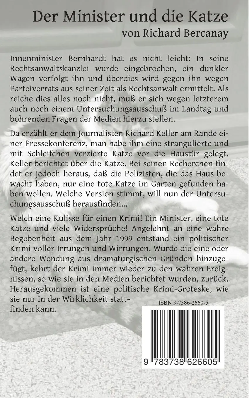 Rückseite: 9783738626605 | Der Minister und die Katze | Richard Bercanay | Taschenbuch | 116 S.
