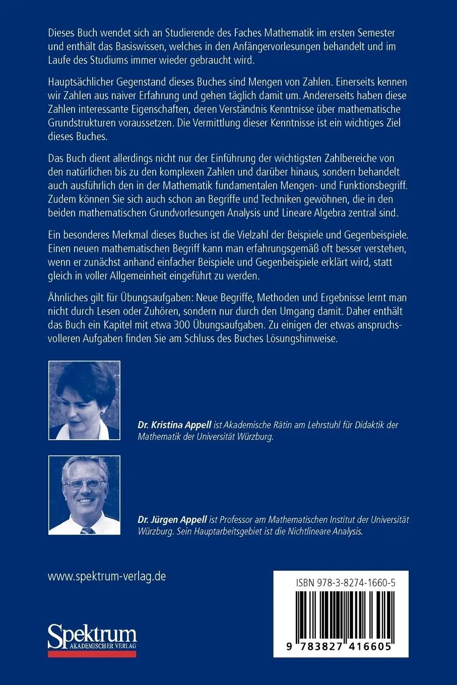 Rückseite: 9783827416605 | Mengen - Zahlen - Zahlbereiche | Jürgen Appell (u. a.) | Taschenbuch
