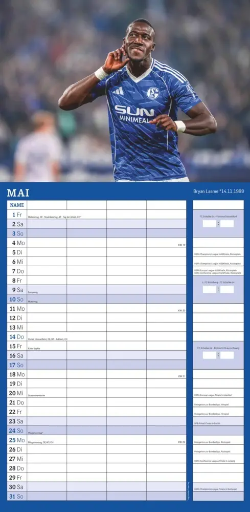Bild: 4069095006805 | FC Schalke 04 2026 - Fanplaner - Fan-Kalender - Fußball-Kalender -...