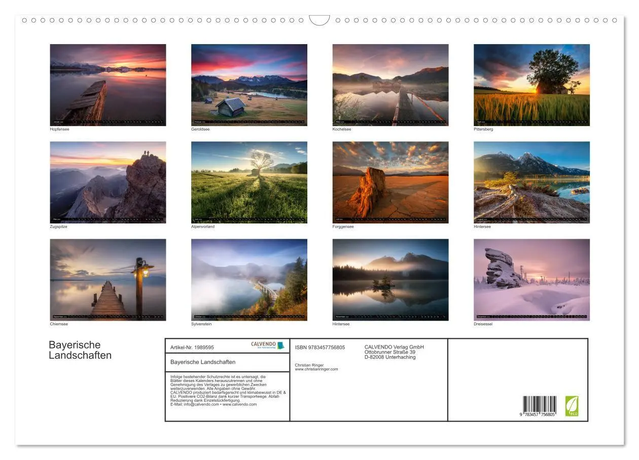 Bild: 9783457756805 | Bayerische Landschaften (Wandkalender 2026 DIN A2 quer), CALVENDO...