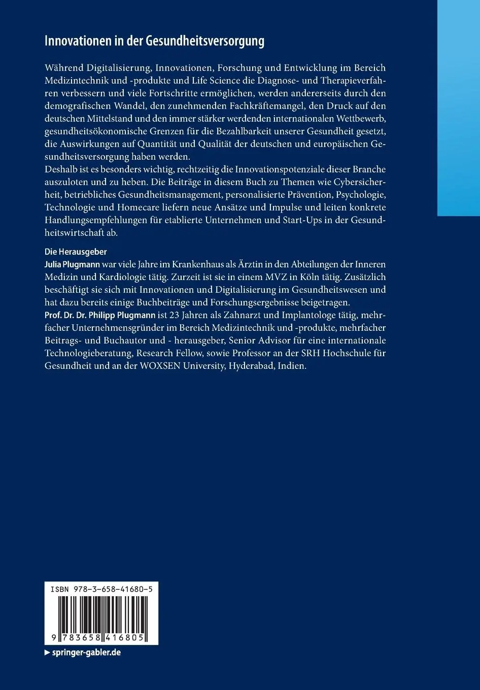 Rückseite: 9783658416805 | Innovationen in der Gesundheitsversorgung | Philipp Plugmann (u. a.)