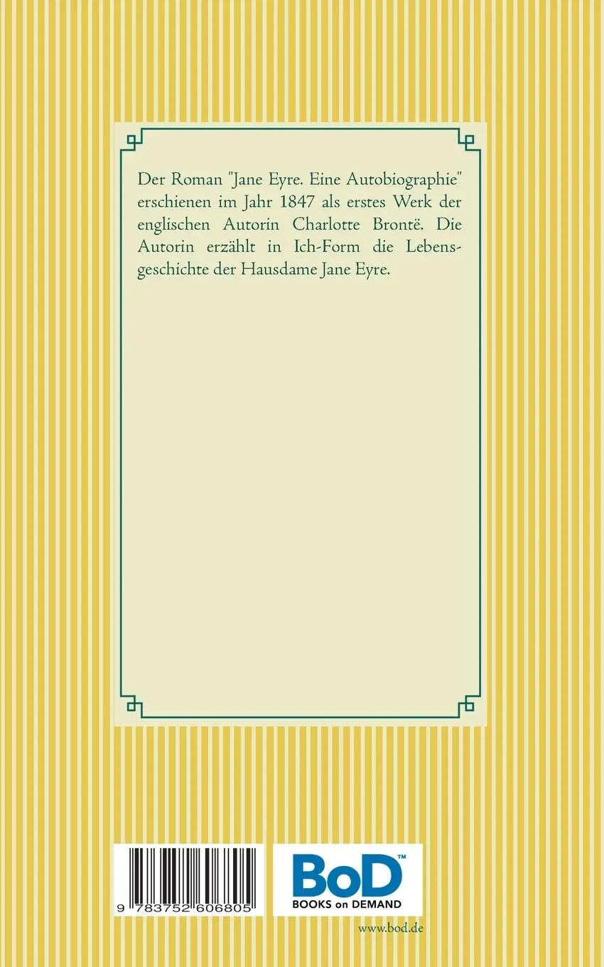 Rückseite: 9783752606805 | Jane Eyre. Eine Autobiographie | Band 107 | Charlotte Brontë | Buch