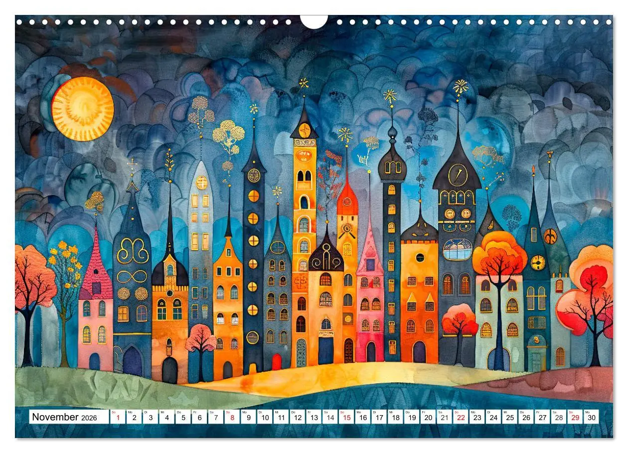Bild: 9783457436905 | Stadt - Eine farbenfrohe Skyline (Wandkalender 2026 DIN A3 quer),...