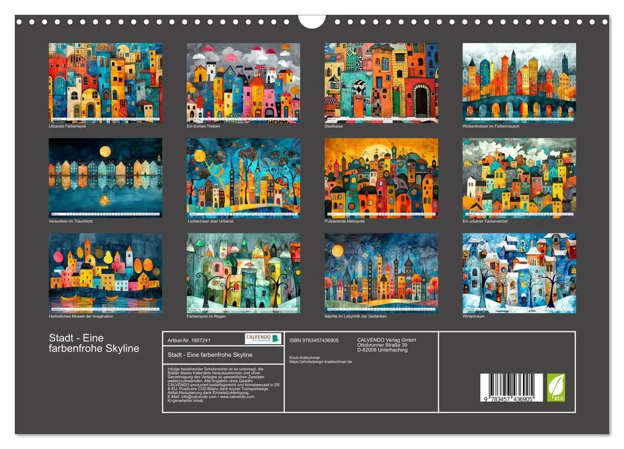 Bild: 9783457436905 | Stadt - Eine farbenfrohe Skyline (Wandkalender 2026 DIN A3 quer),...